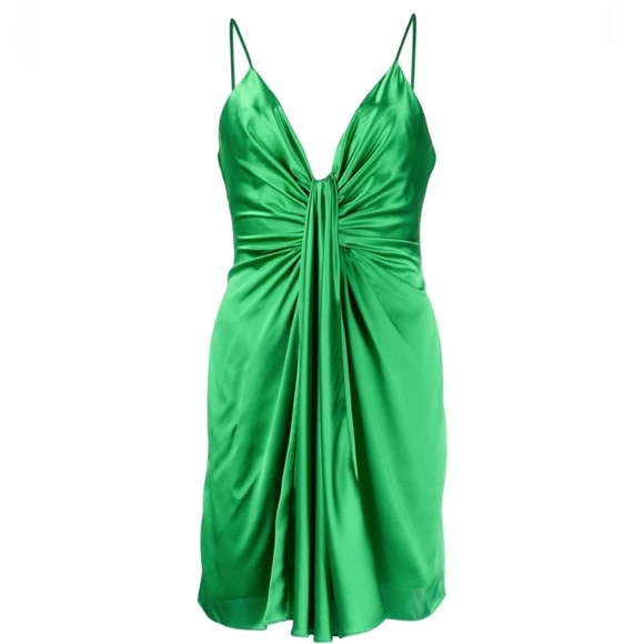 Cinq à Sept Green Lizzy Draped Silk Mini Dress sz 0 - Picture 3 of 13
